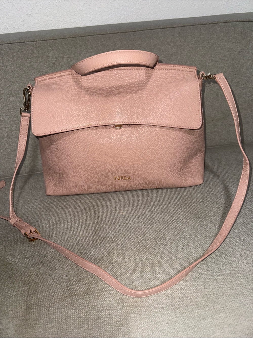 Furla Blush Pink Leather Top-Handle Shoulder Bag